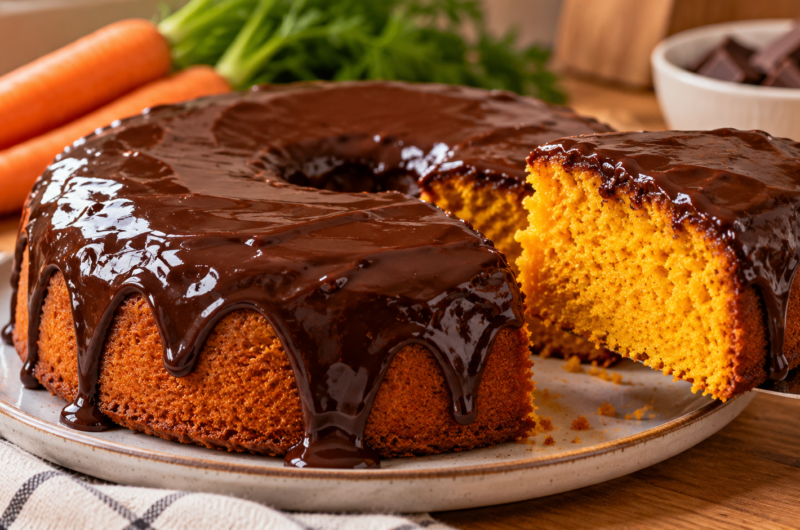 Bolo de Cenoura Fofinho com Cobertura de Chocolate
